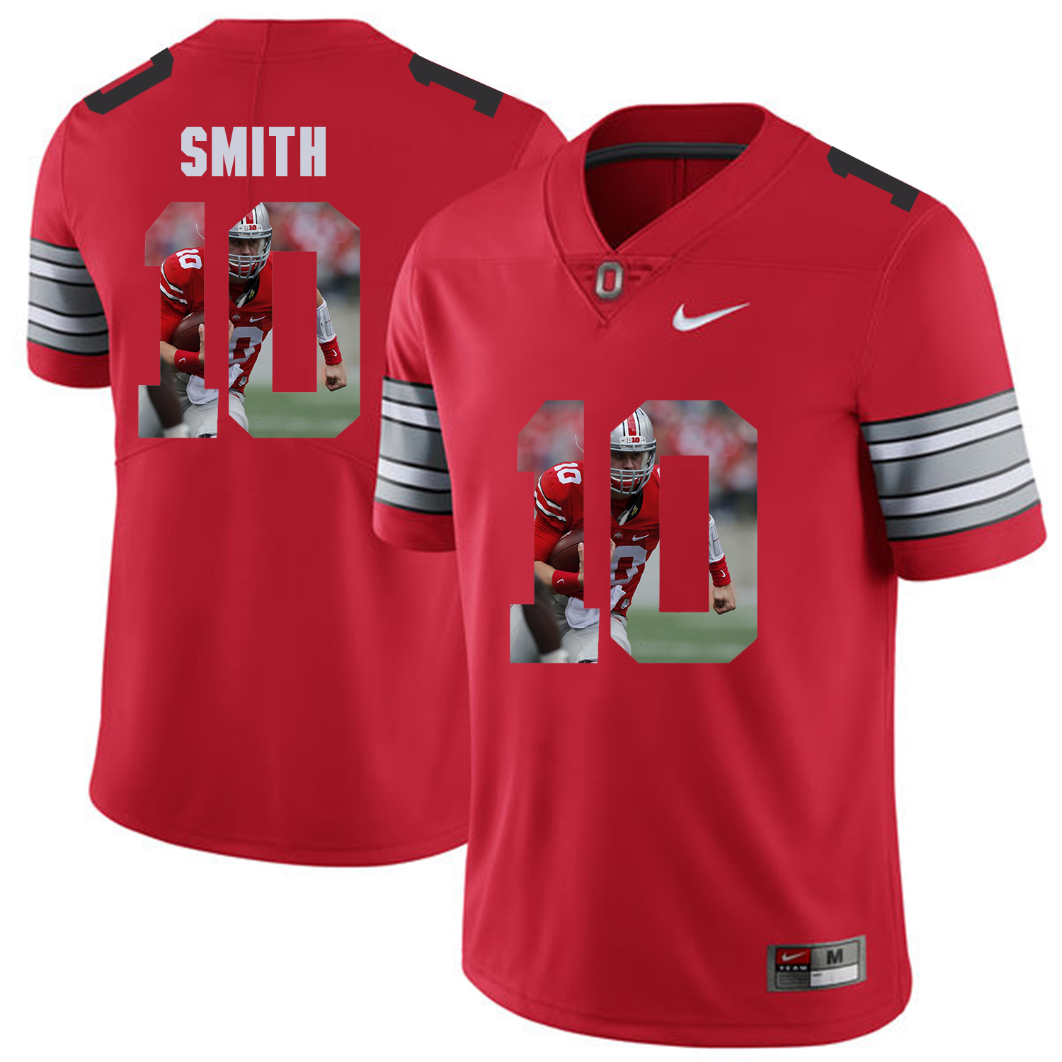 Men Ohio State 10 Smith Red Fashion Edition Customized NCAA Jerseys